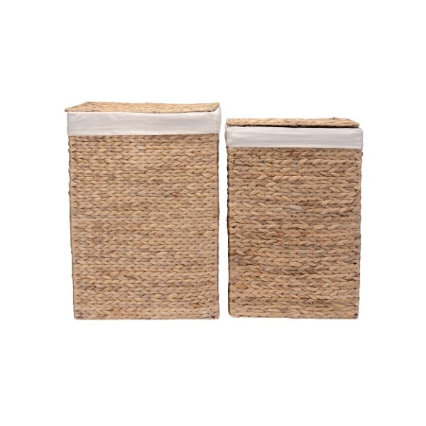 Hastings Home Portable Handmade Wicker Laundry Hampers with Lid made of Water Hyacinth, Set of 2 895248JRG - main